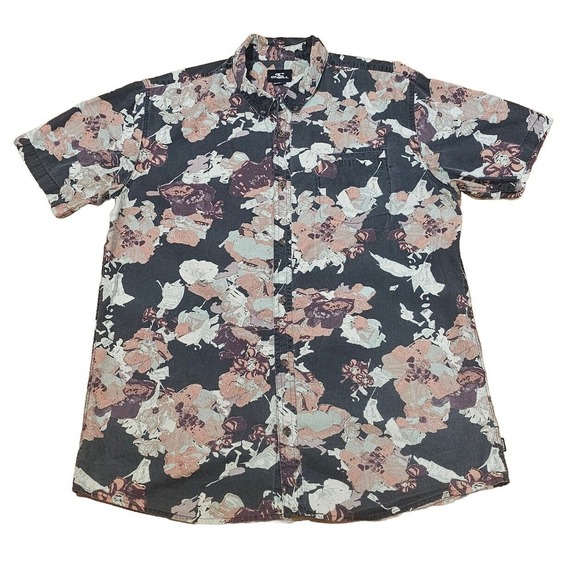 O'Neill 1978 Shirt (L) Black Pre Owned Chest Pocket Floral Aloha Print - Picture 1 of 8